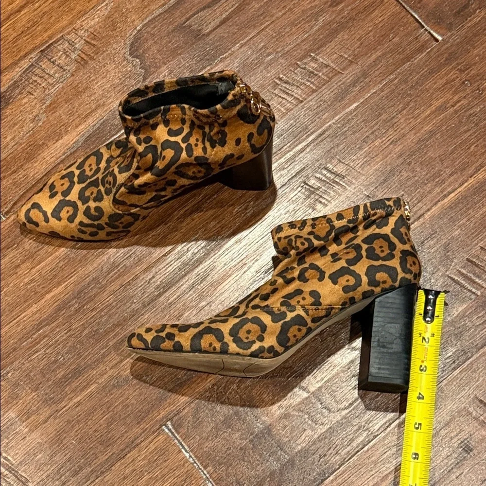 Size 9 Leopard Print Block Heel Ankle Boots